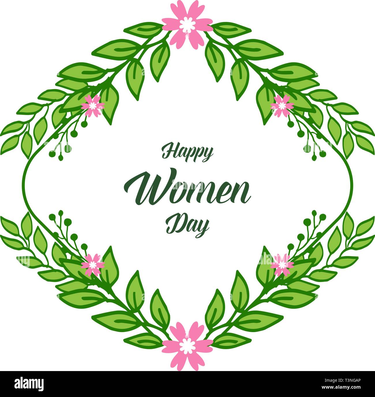 Vector illustration shape happy women day for art green leafy flower ...