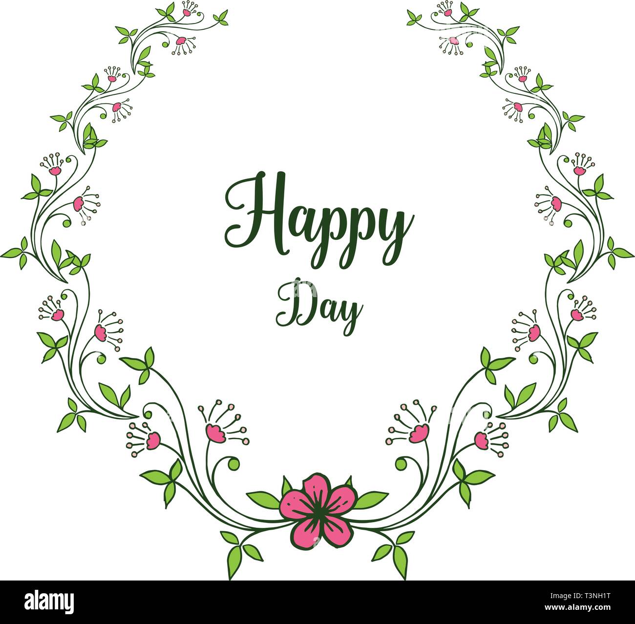 Vector illustration design floral frame for writing happy day hand ...
