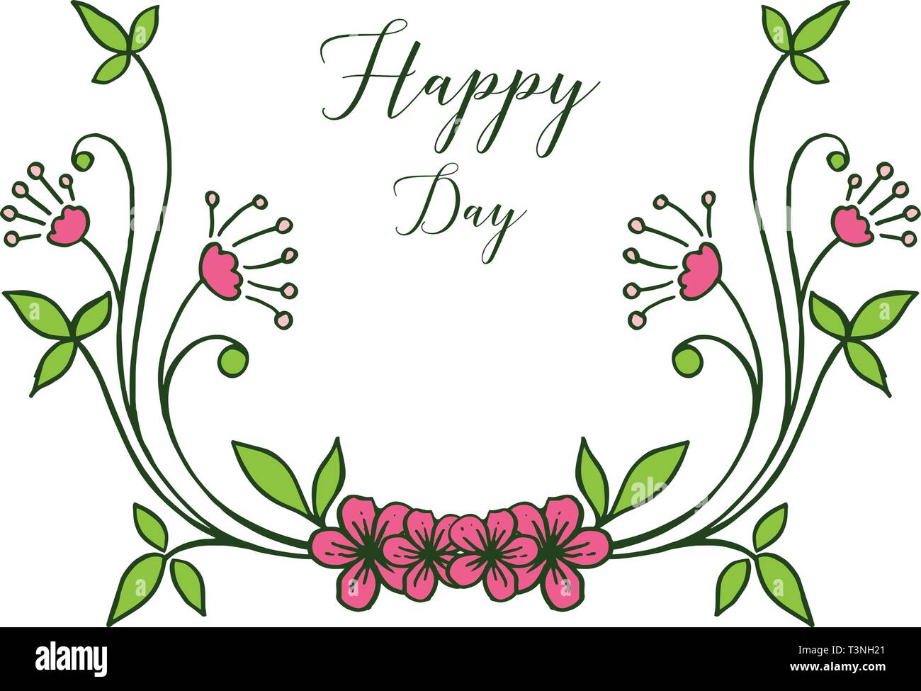 Vector illustration design floral frame for writing happy day hand ...