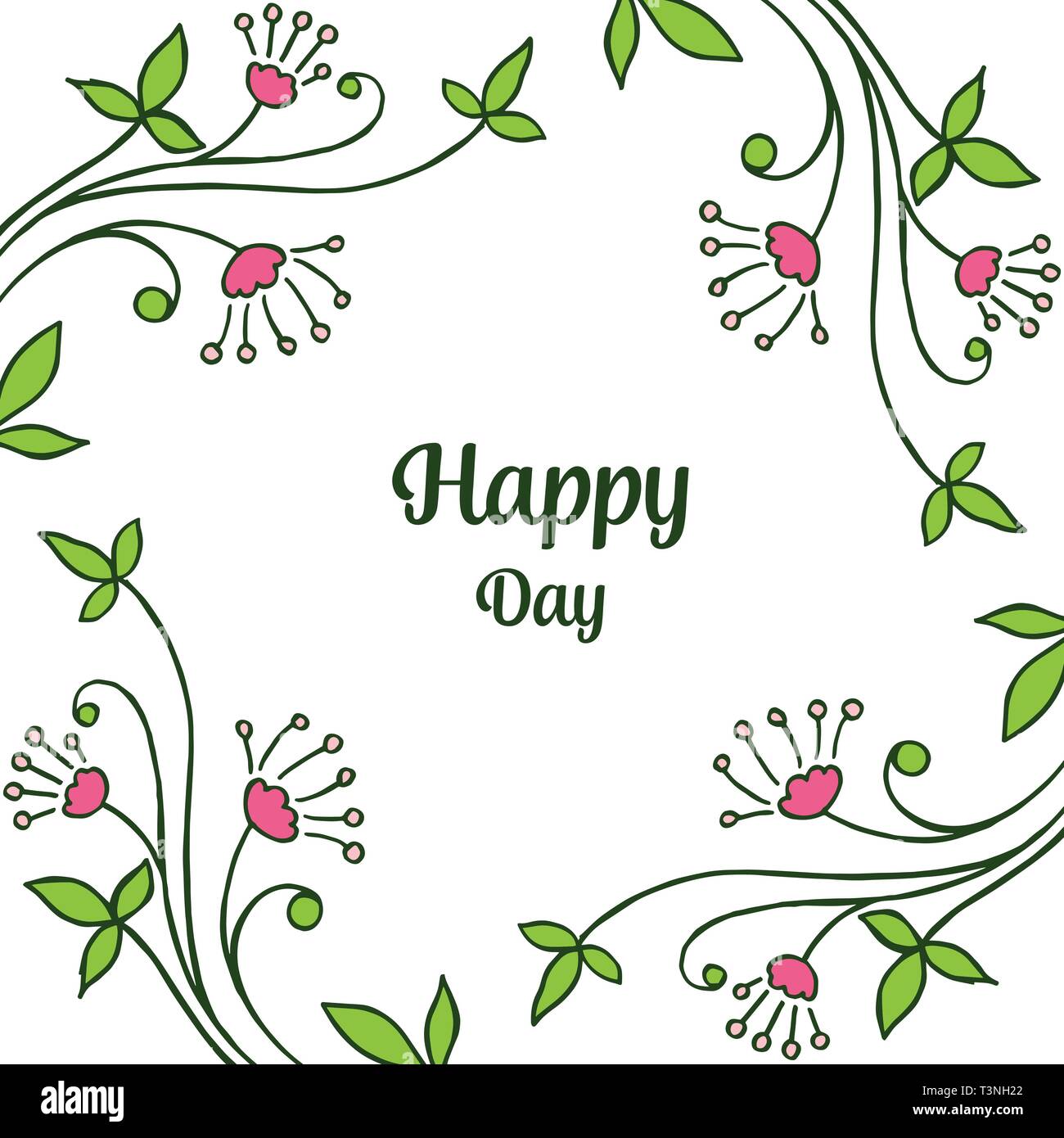 Vector illustration design floral frame for writing happy day hand ...