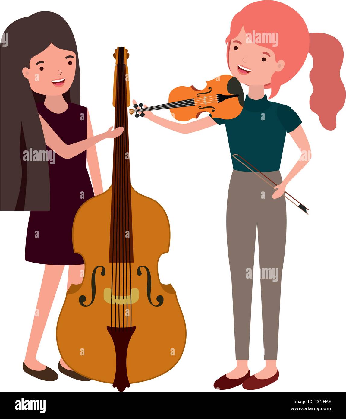 women with musical instruments character Stock Vector Image & Art - Alamy