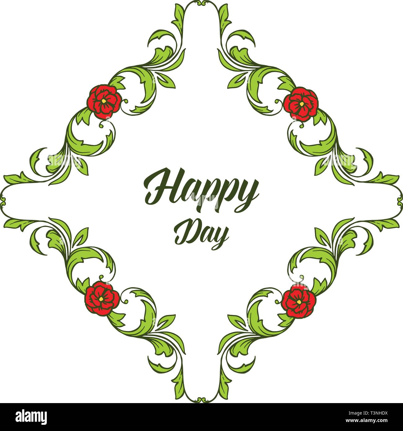 Vector illustration ornate flower frame for text design happy day hand ...