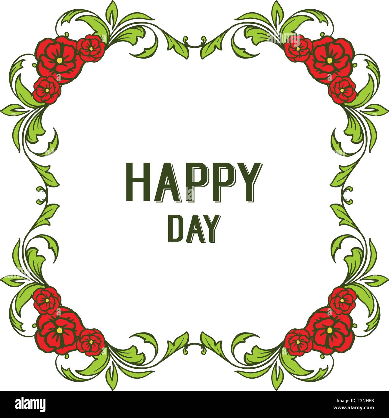 Vector illustration design floral frame with invitation happy day hand ...