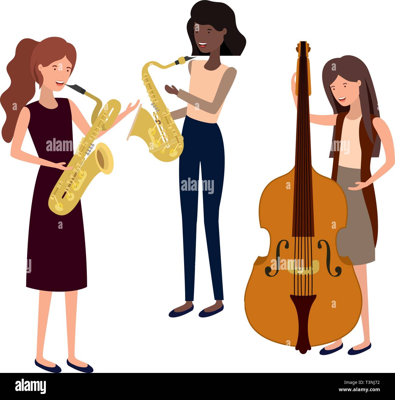 women with musical instruments character Stock Vector Image & Art - Alamy