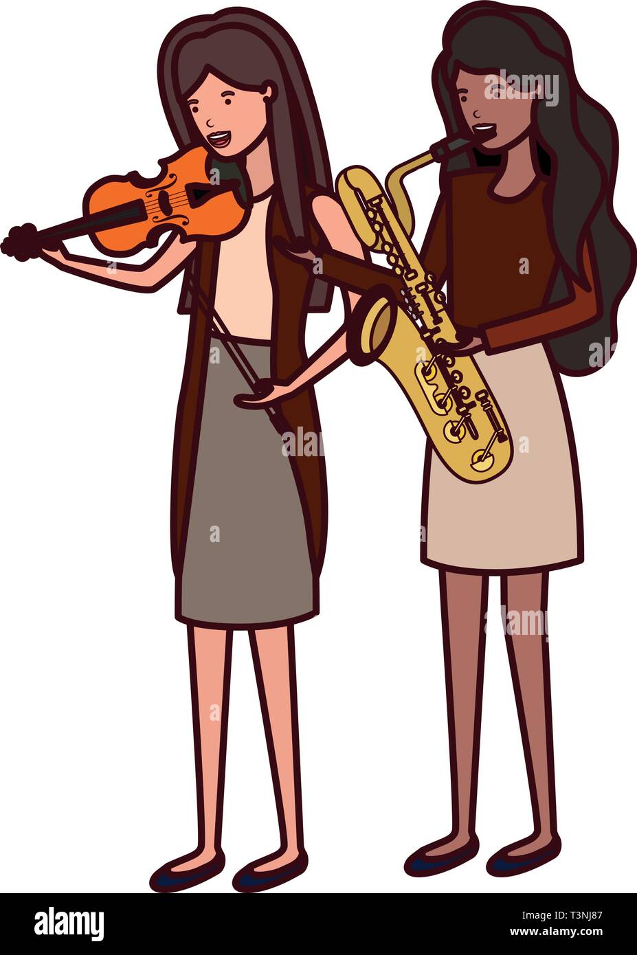 women with musical instruments character Stock Vector Image & Art Alamy