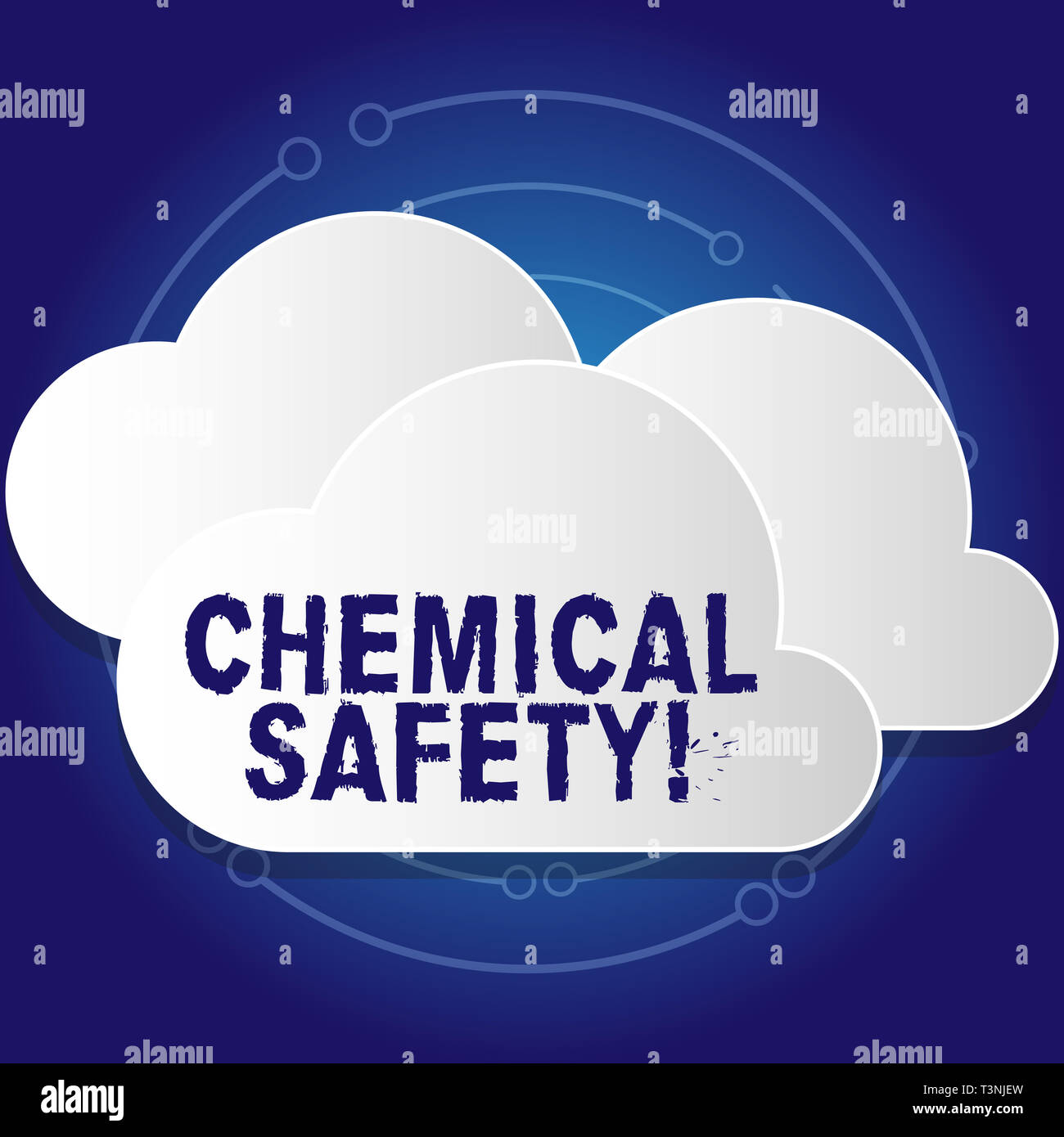 Conceptual hand writing showing Chemical Safety. Concept meaning practice minimizing risk exposure chemicals any environment White Clouds Cut Out of B Stock Photo