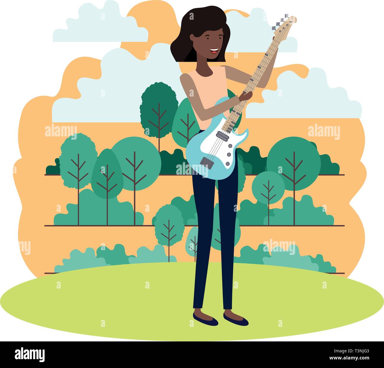 Lady singing with guitar Stock Vector Images - Alamy
