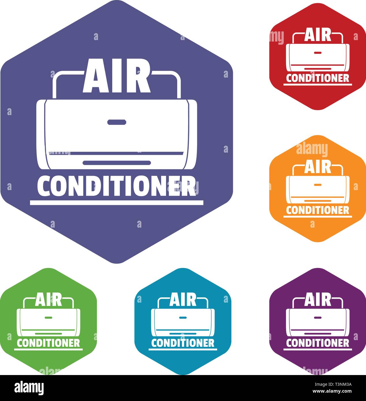 Air conditioner icons vector hexahedron Stock Vector