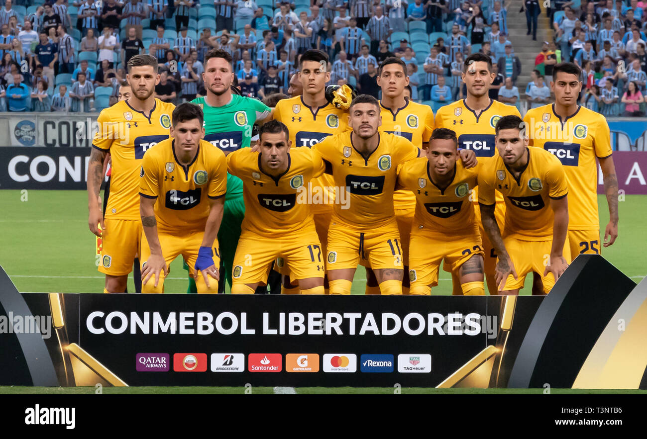 RS - Porto Alegre - 10/04/2019 - Libertadores 2019, Gremio x Rosario Central - Central Rosario players pose for the match against Gremio at the Arena do Gremio Stadium for the 2019 Libertadores championship. Photo: Jeferson Guareze / AGIF Stock Photo