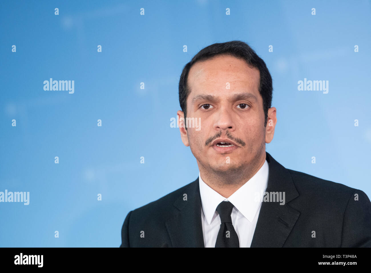 Berlin, Germany. 11th Apr, 2019. Qatari Foreign Minister Mohammed bin