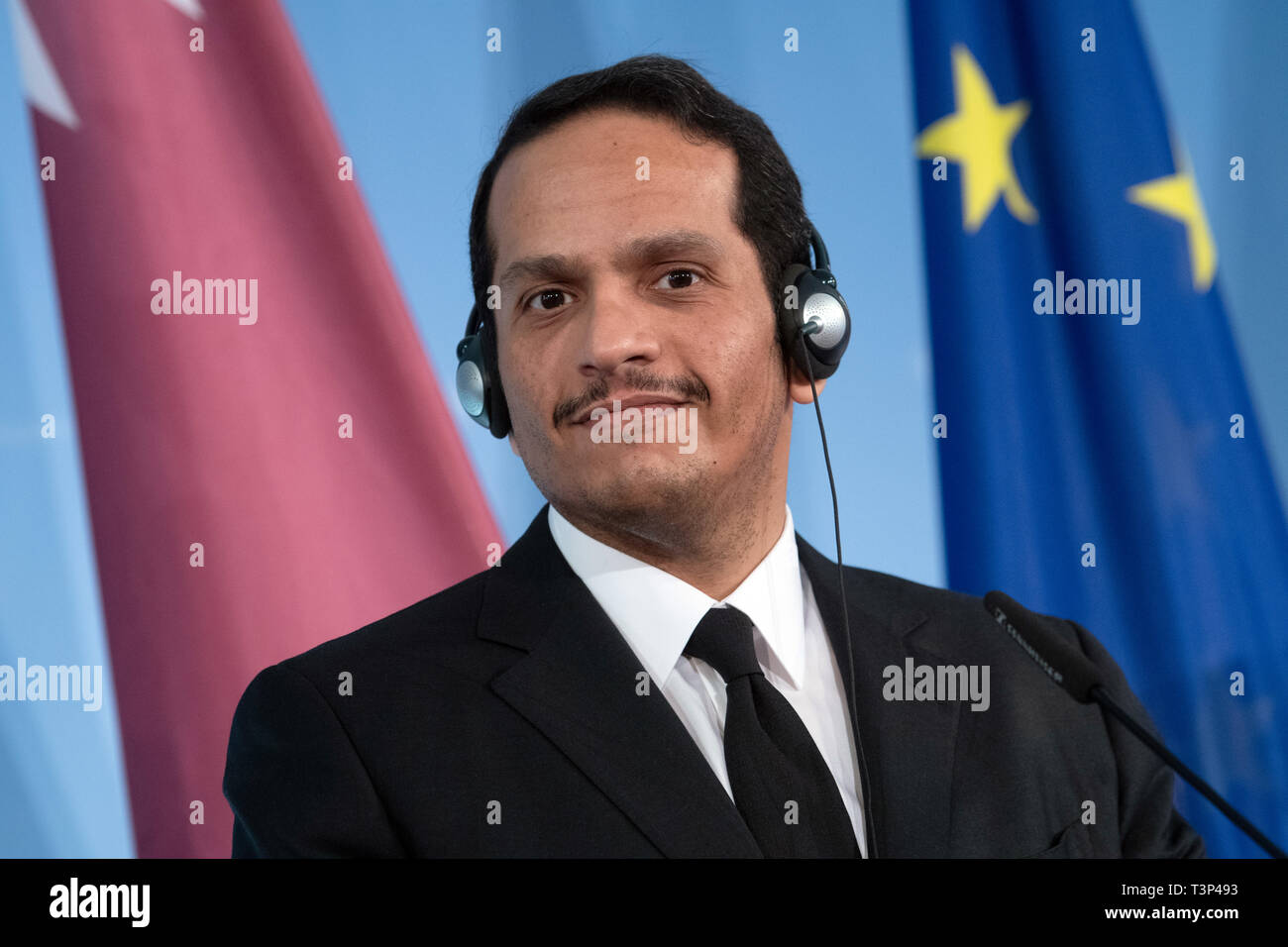 Berlin, Germany. 11th Apr, 2019. Qatari Foreign Minister Mohammed bin
