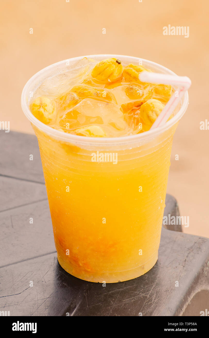 Alcohol drink with Spondias fruit typical of Brazil called Caipirinha de Seriguela. Drink of