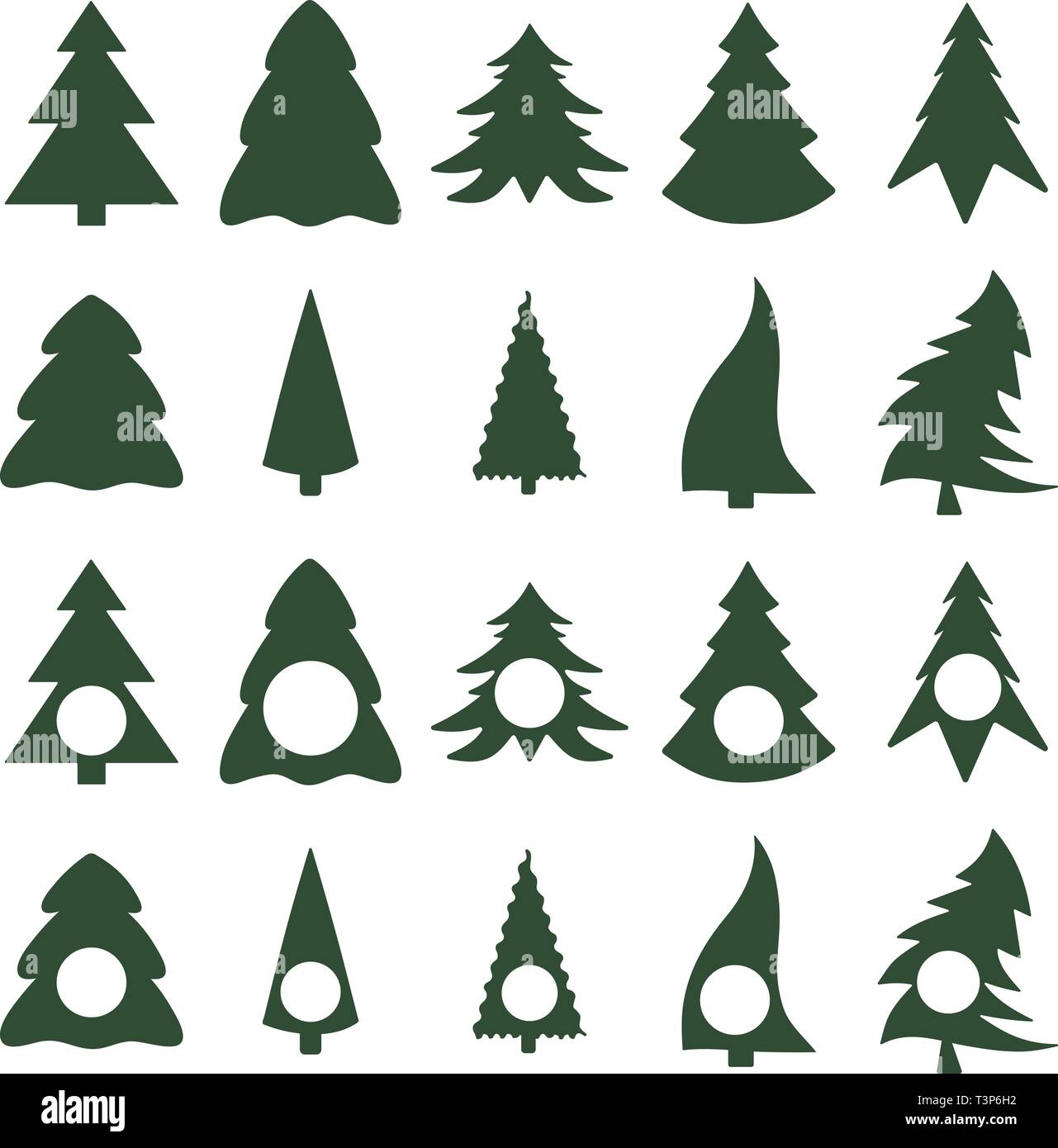 Christmas Tree Silhouettes with Monogram Stock Vector