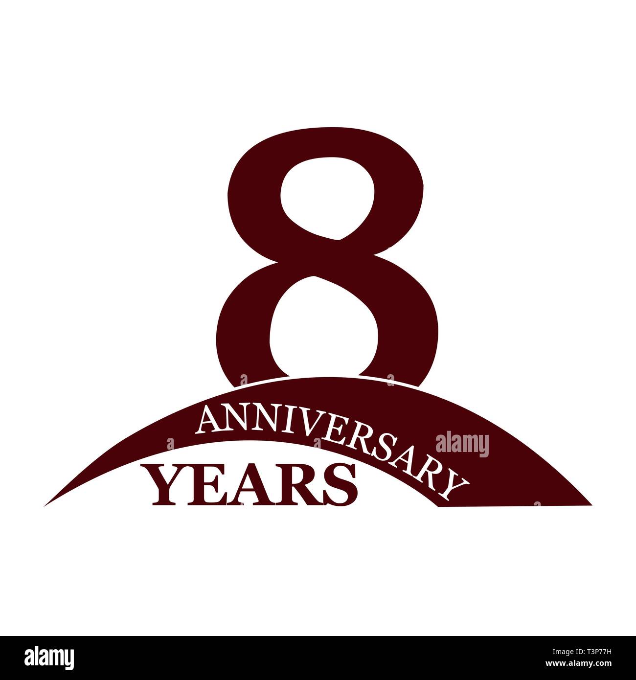 8 years anniversary, flat simple design, logo Stock Vector