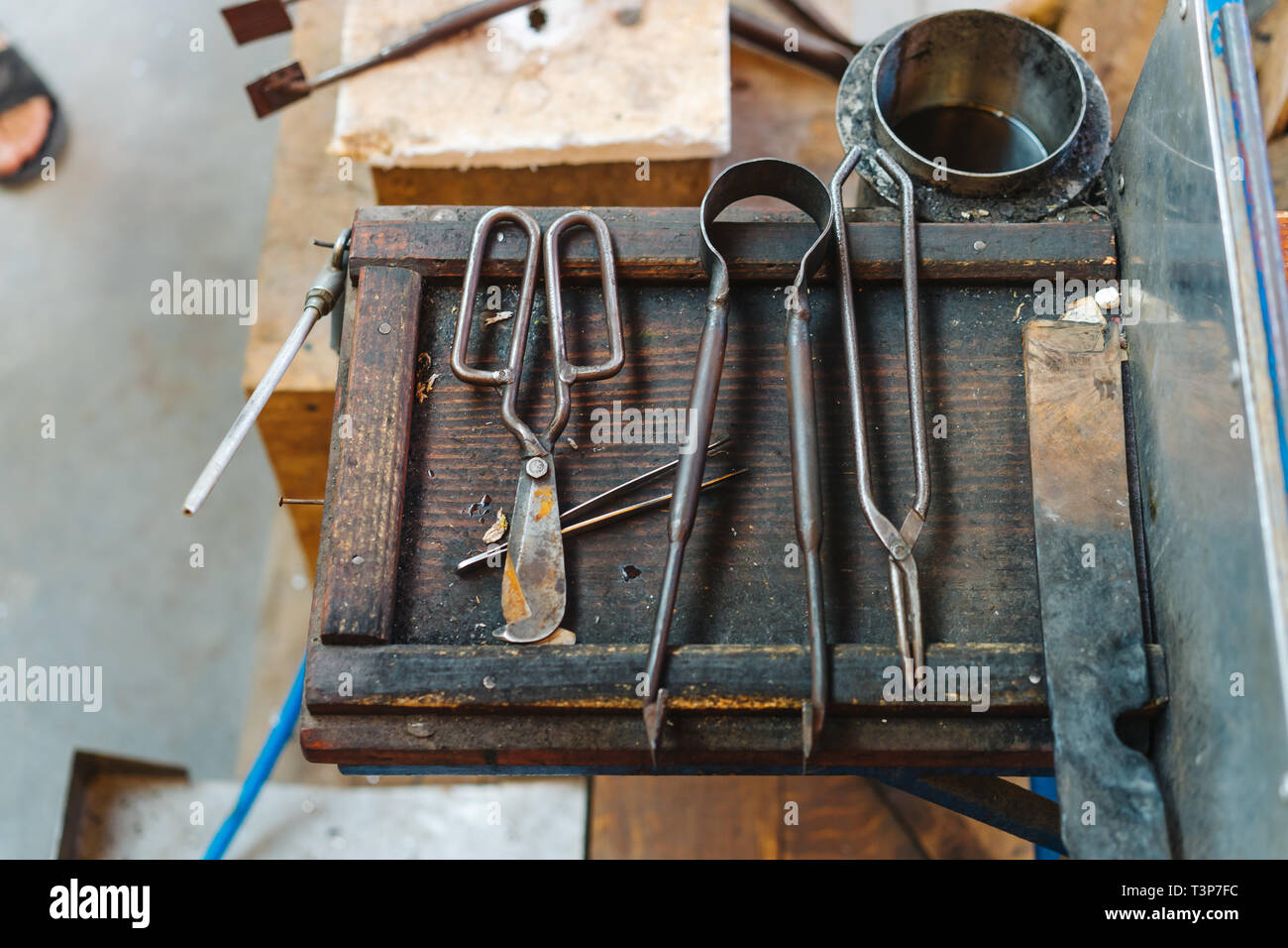 Various Glass Blowing Old Tools, Close View Stock Photo - Alamy