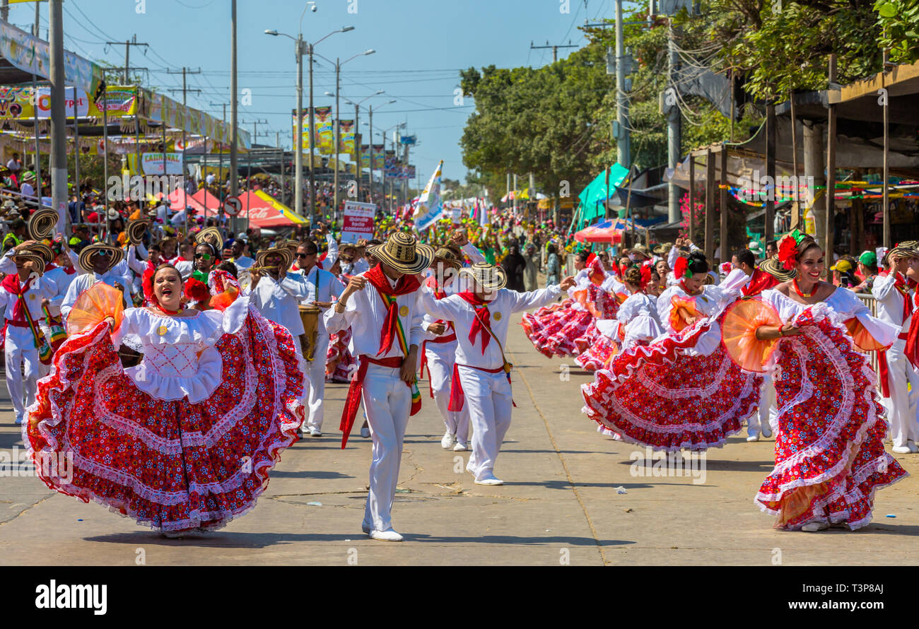 Barranquilla , Colombia  - February 27, 2017 :  people participating at the parade of the carnival festival of  Barranquilla Atlantico Colombia Stock Photo