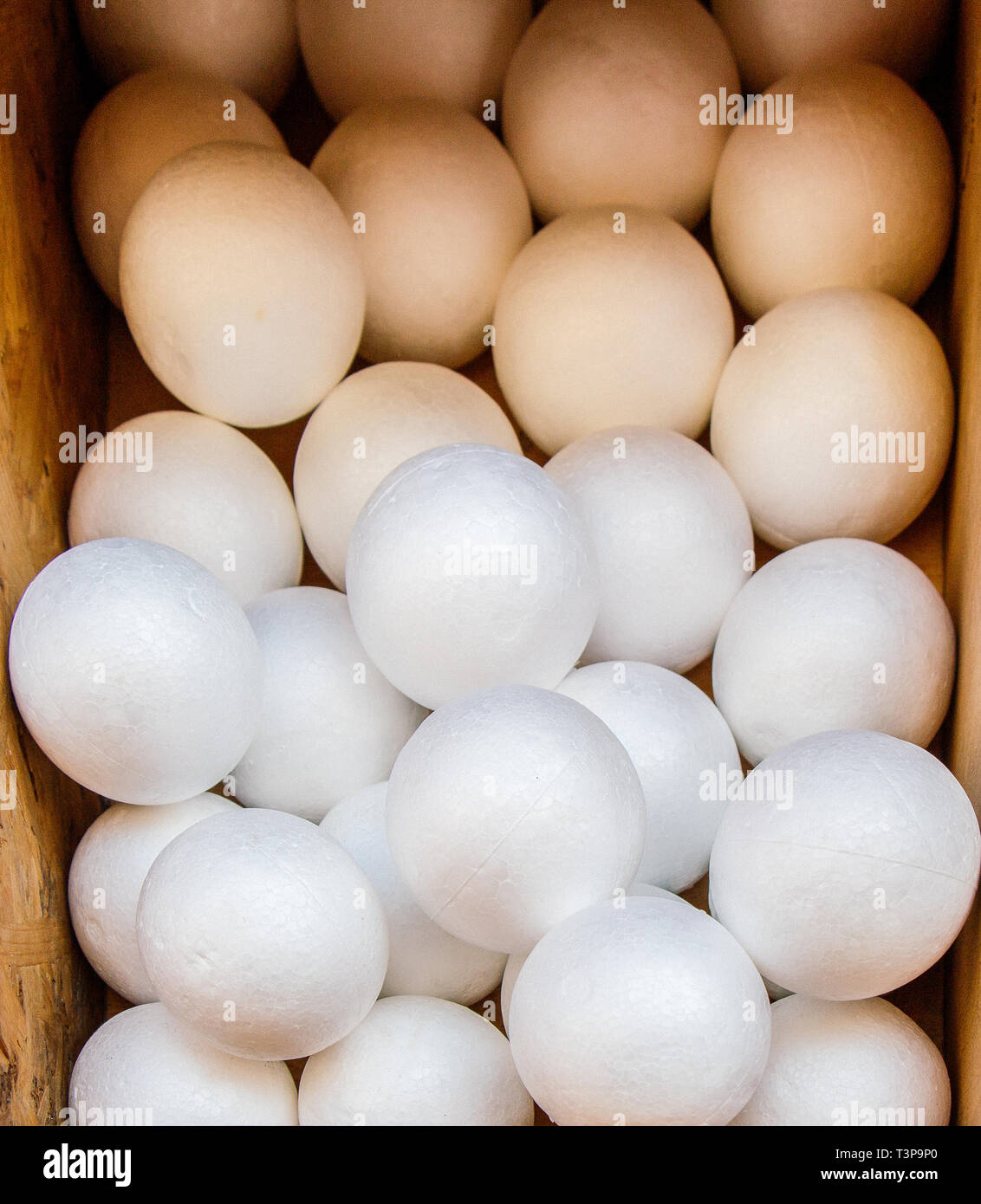 Dozens of styrofoam balls in the view Stock Photo