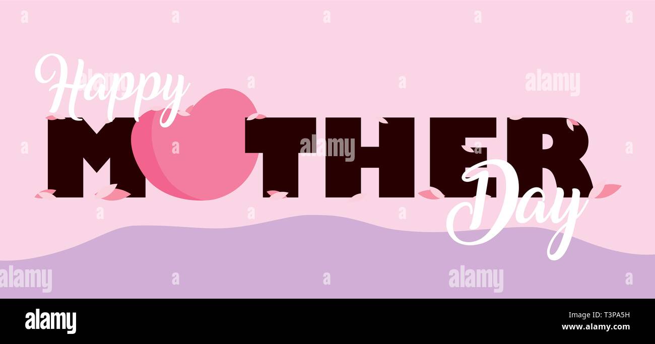 happy mother day card with heart love vector illustration design Stock ...