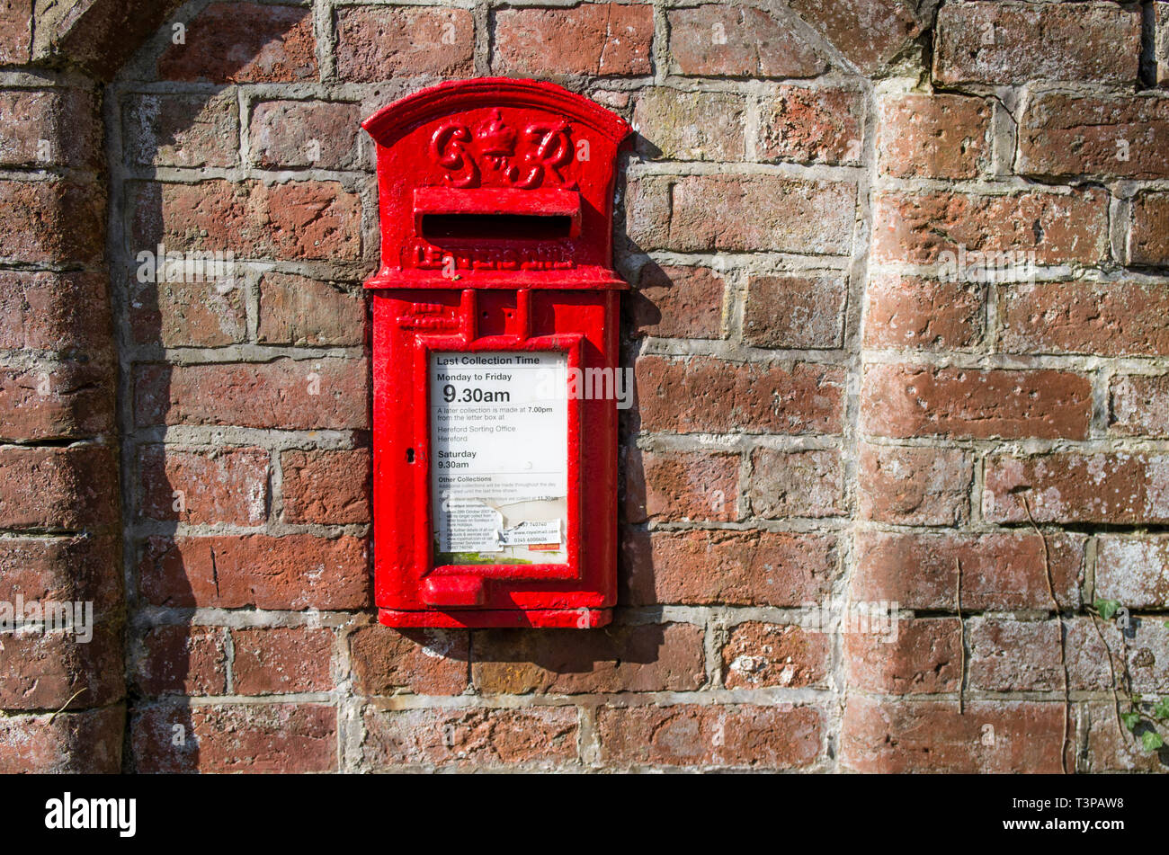 Royal Mail post box from the era of King George VI, in rural England Stock Photo