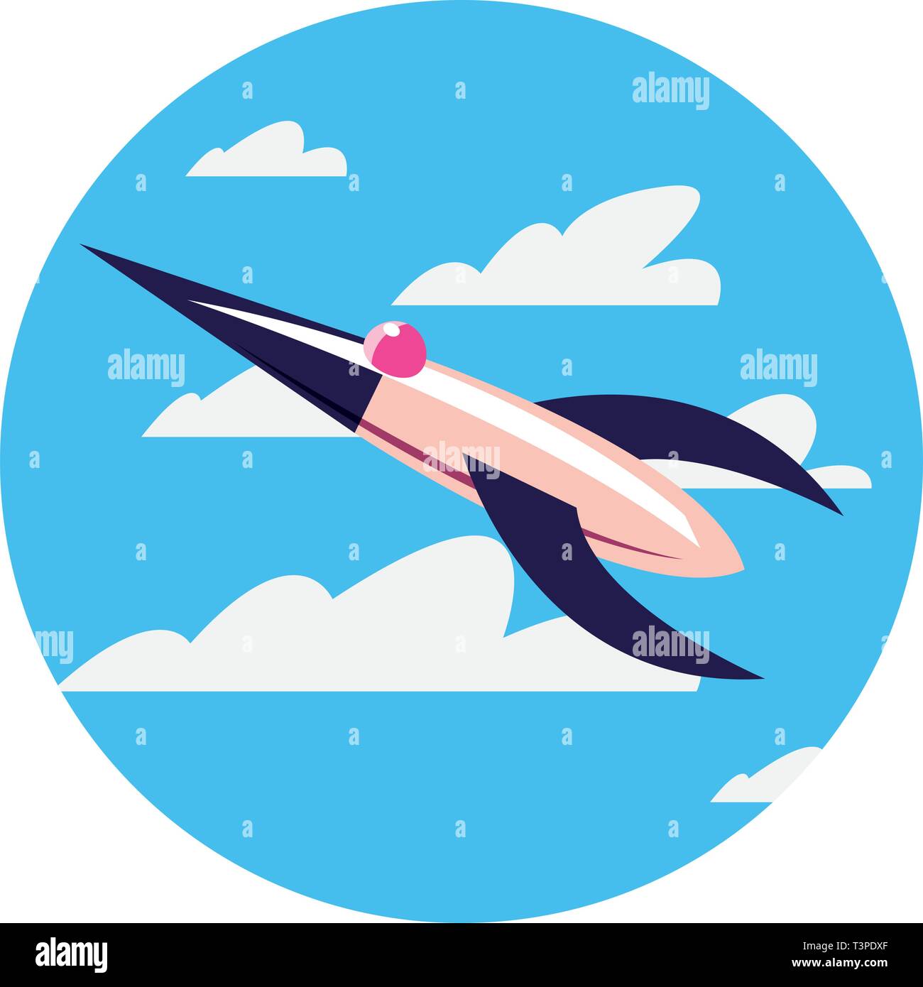 rocket spaceship flying in the sky vector illustration Stock Vector ...