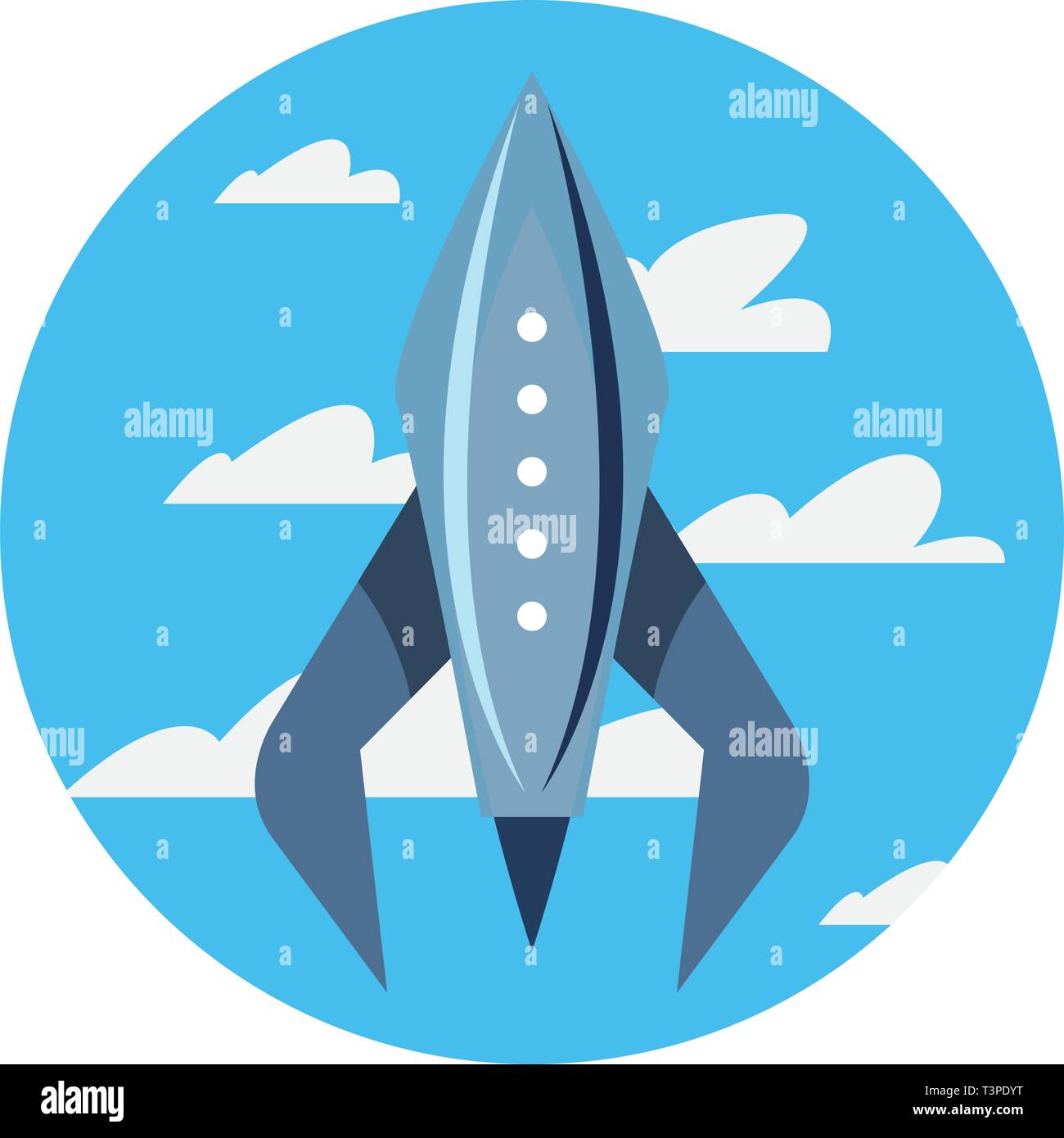 rocket spaceship flying in the sky vector illustration Stock Vector ...