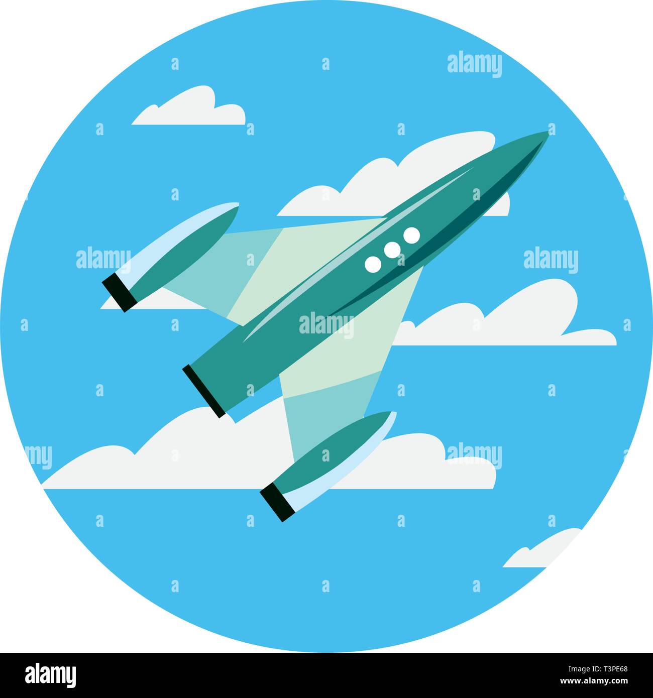 rocket spaceship flying in the sky vector illustration Stock Vector ...