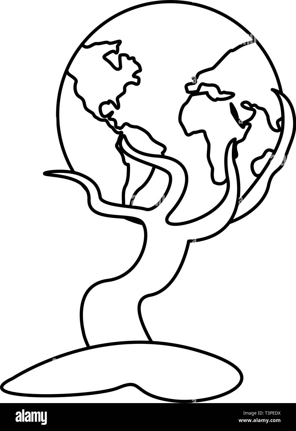 world with tree root happy earth day vector illustration Stock Vector ...