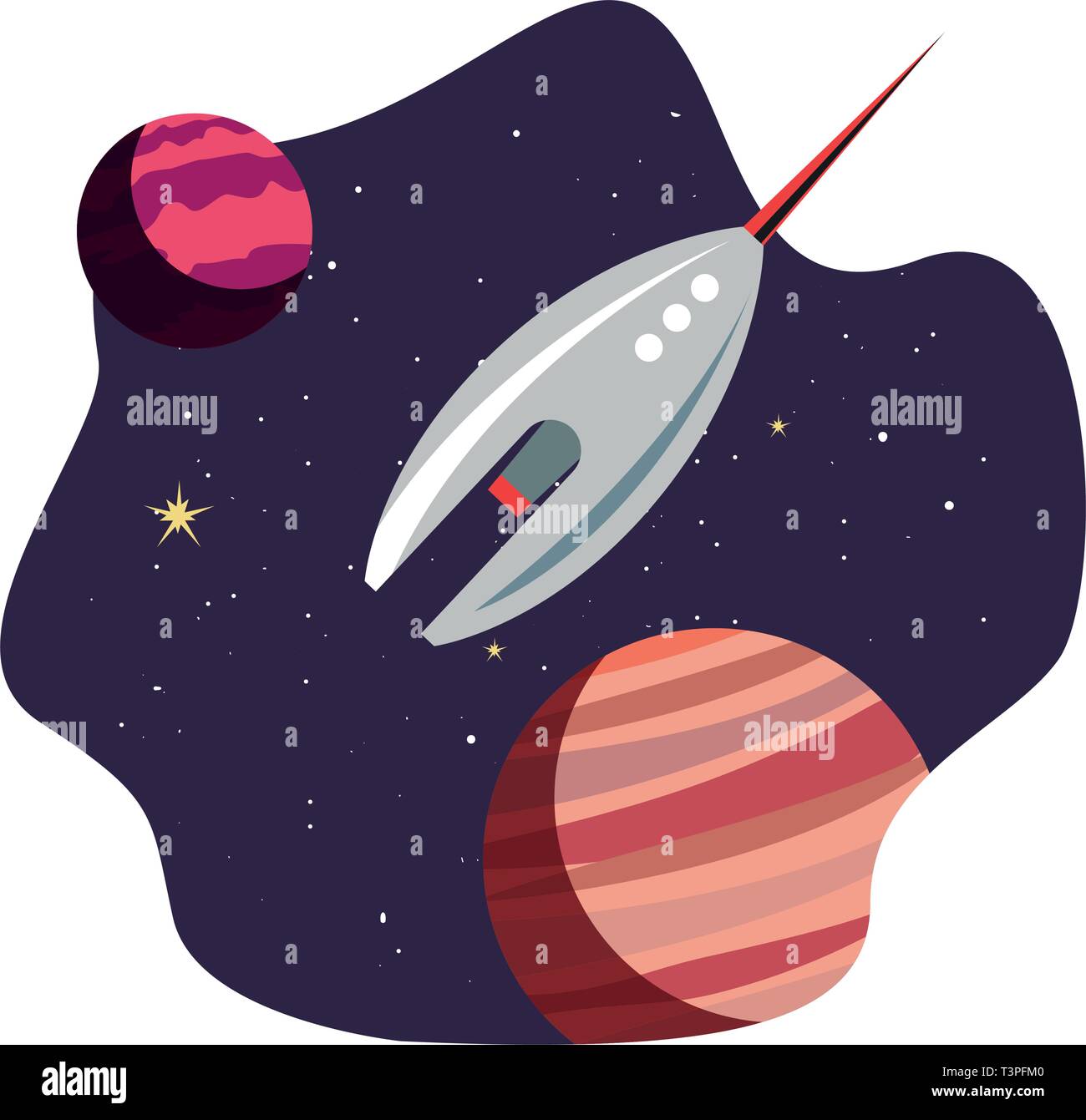 rocket spaceship planets explore galaxy vector illustration Stock ...