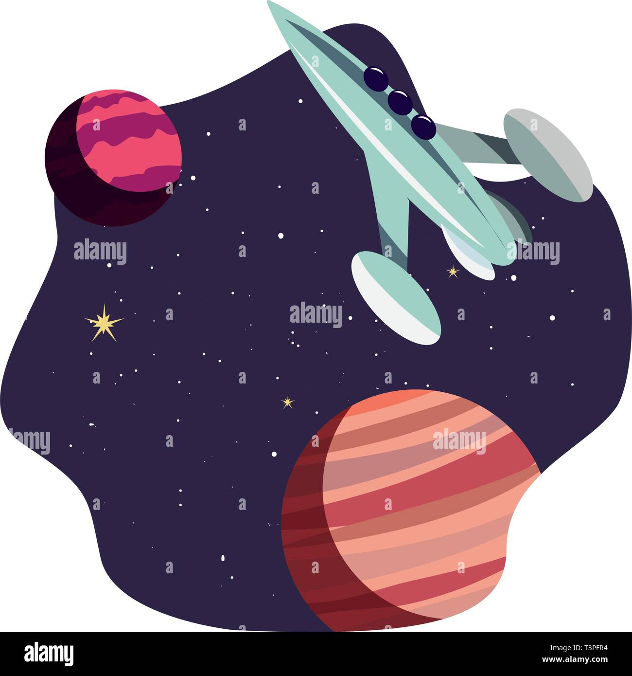 rocket spaceship planets explore galaxy vector illustration Stock ...