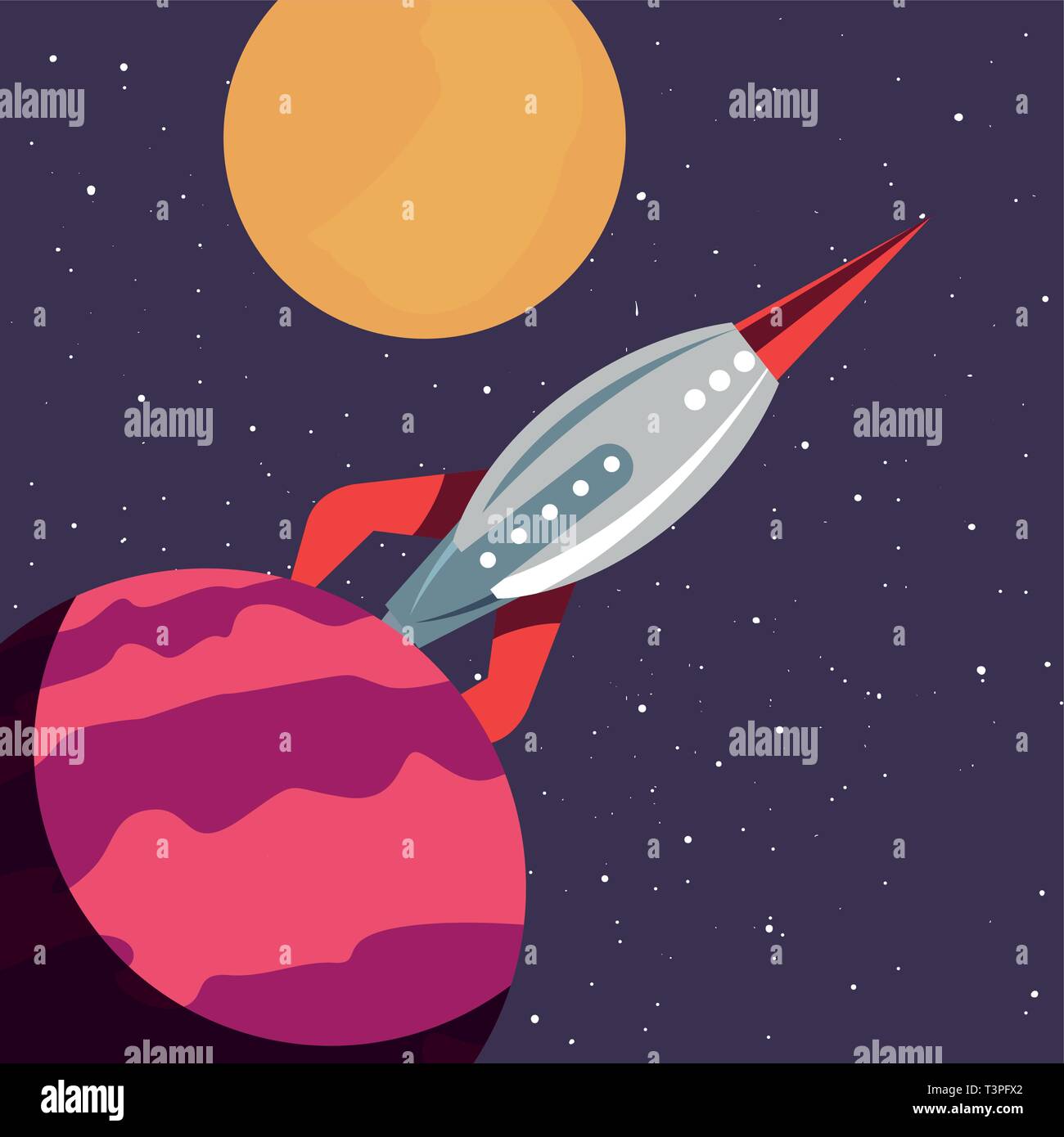rocket planet space mission explore vector illustration design Stock ...