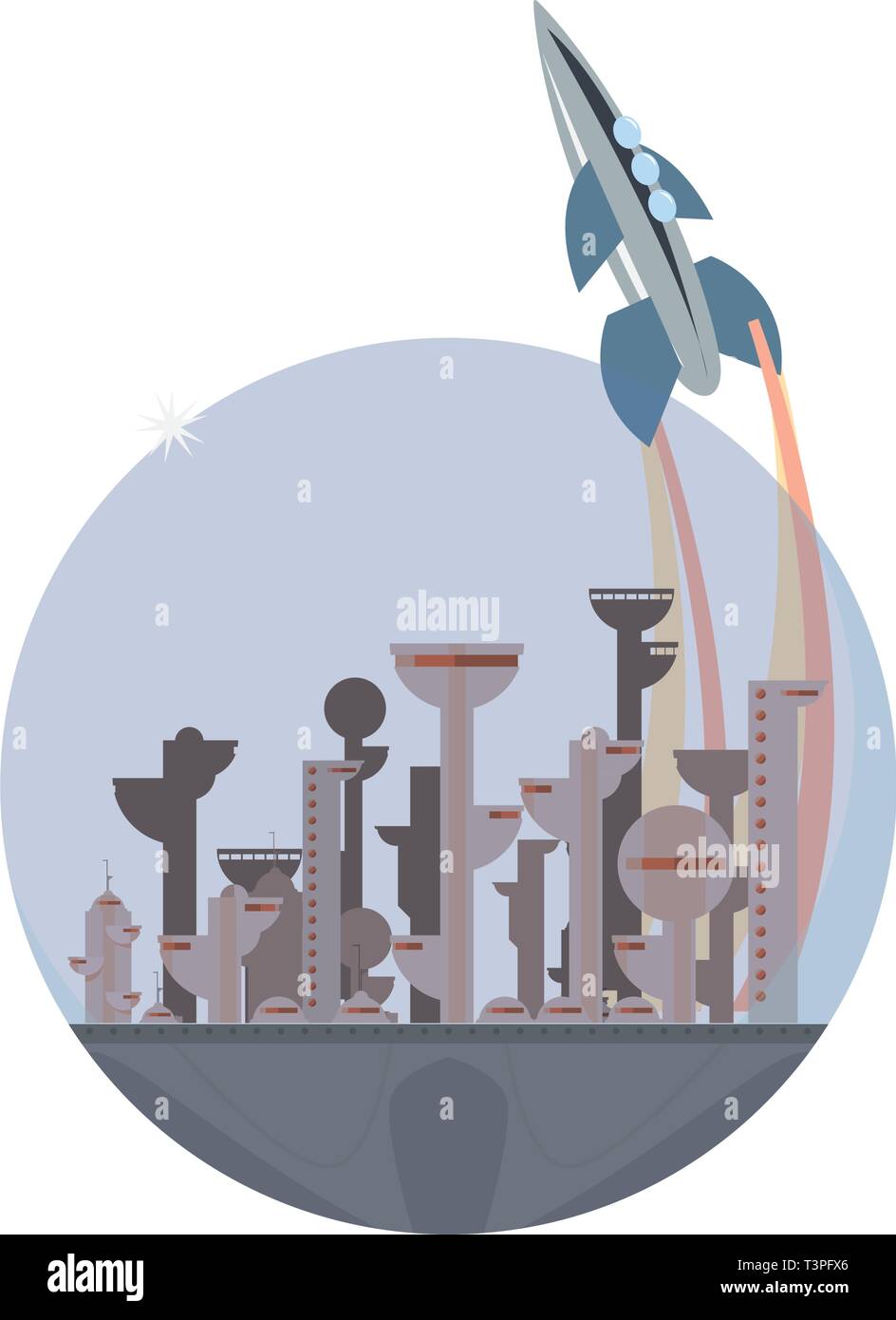launching rocket city future space vector illustration design Stock ...
