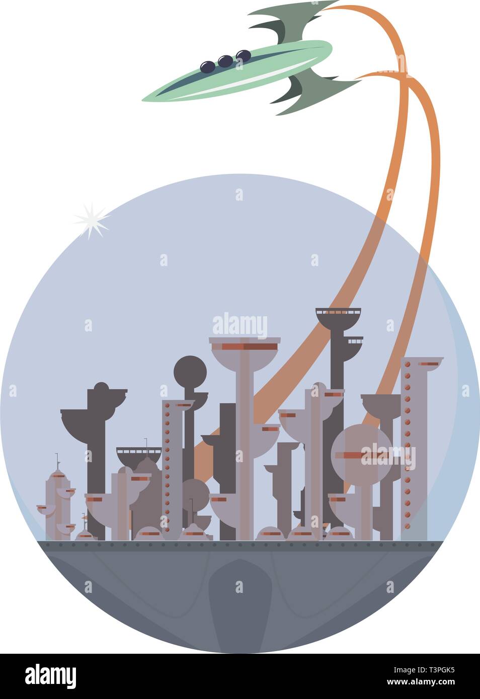 launching rocket city future space vector illustration design Stock ...