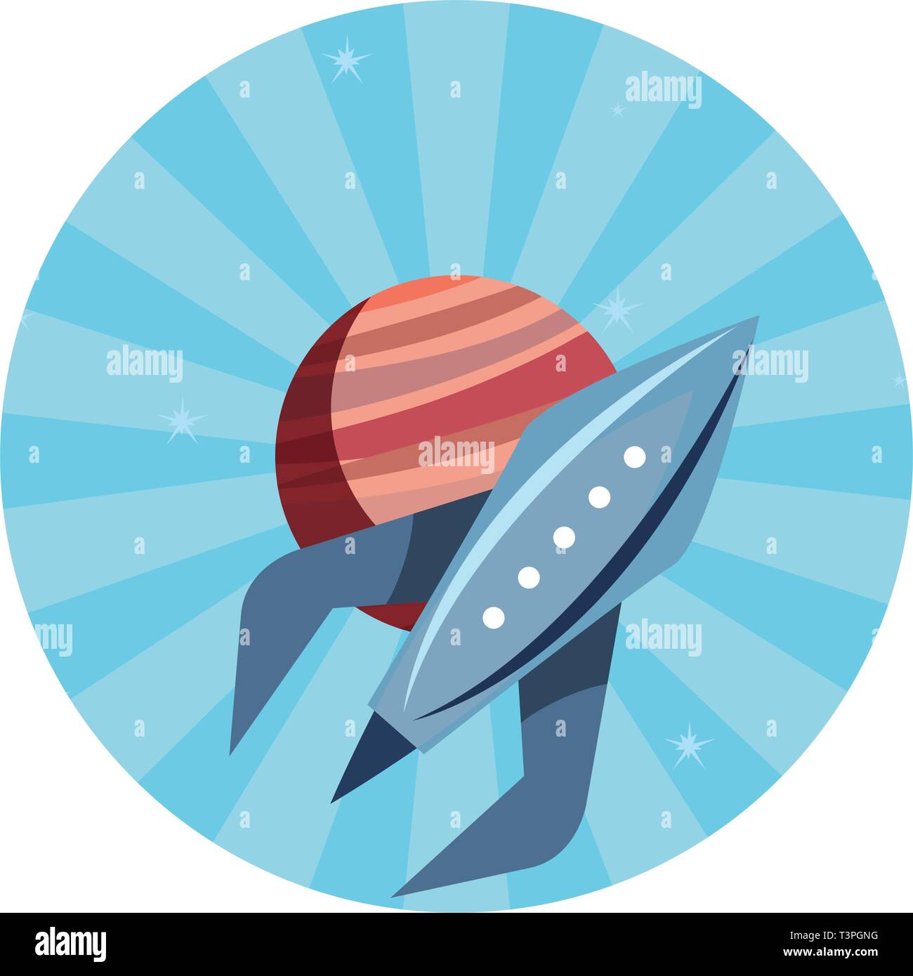 rocket planet space mission explore vector illustration Stock Vector ...