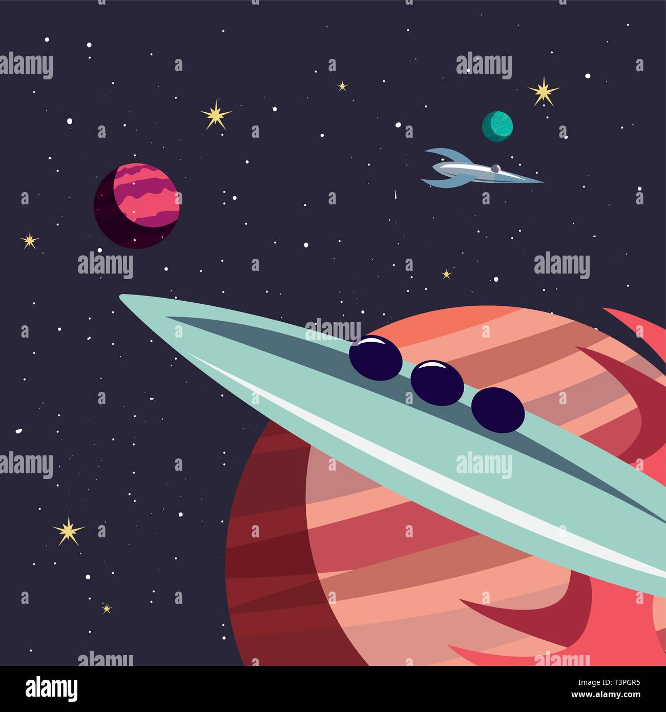 rockets planets space exploration vector illustration design Stock ...