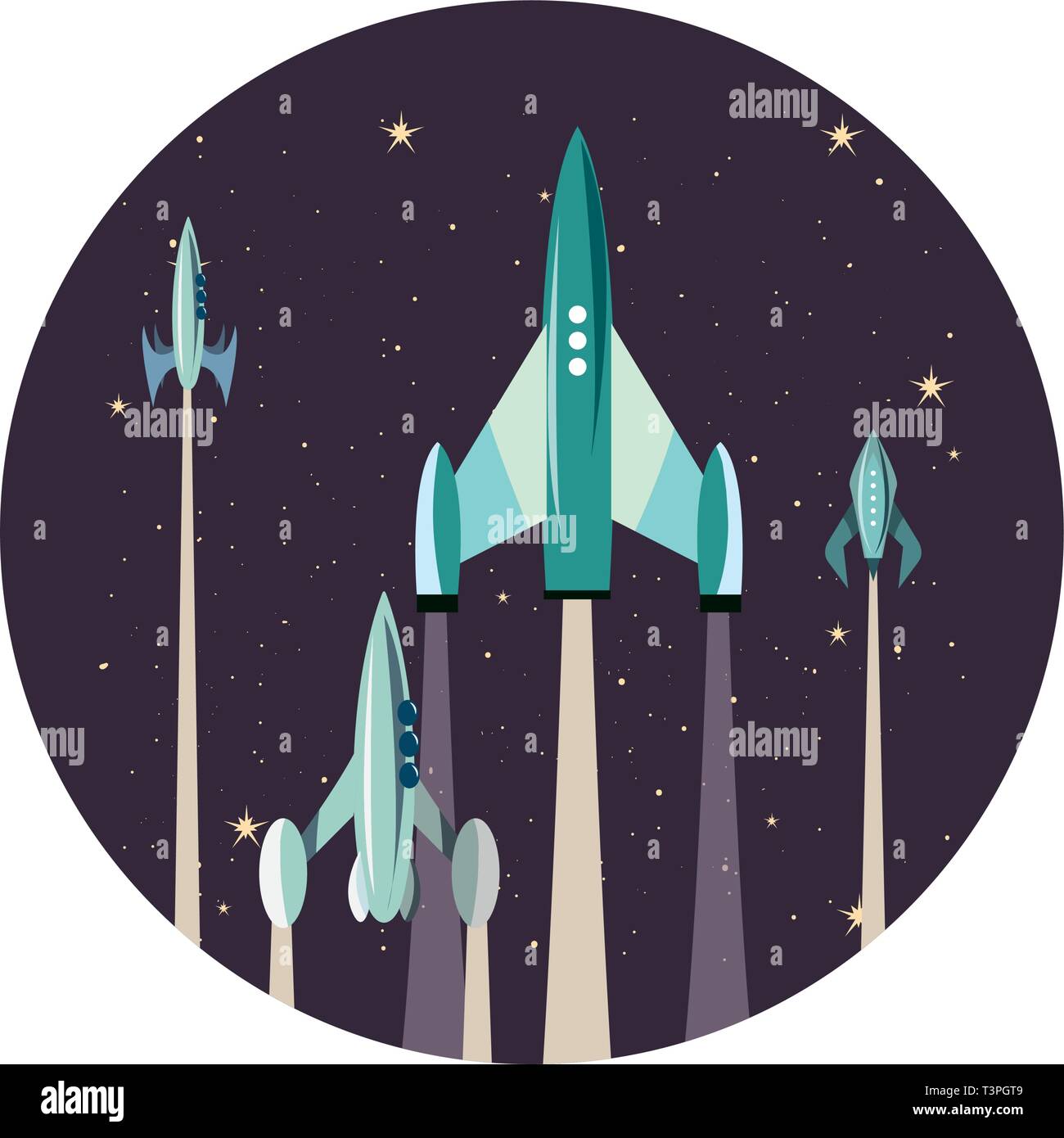 launching rocket spaceships mission vector illustration design Stock ...