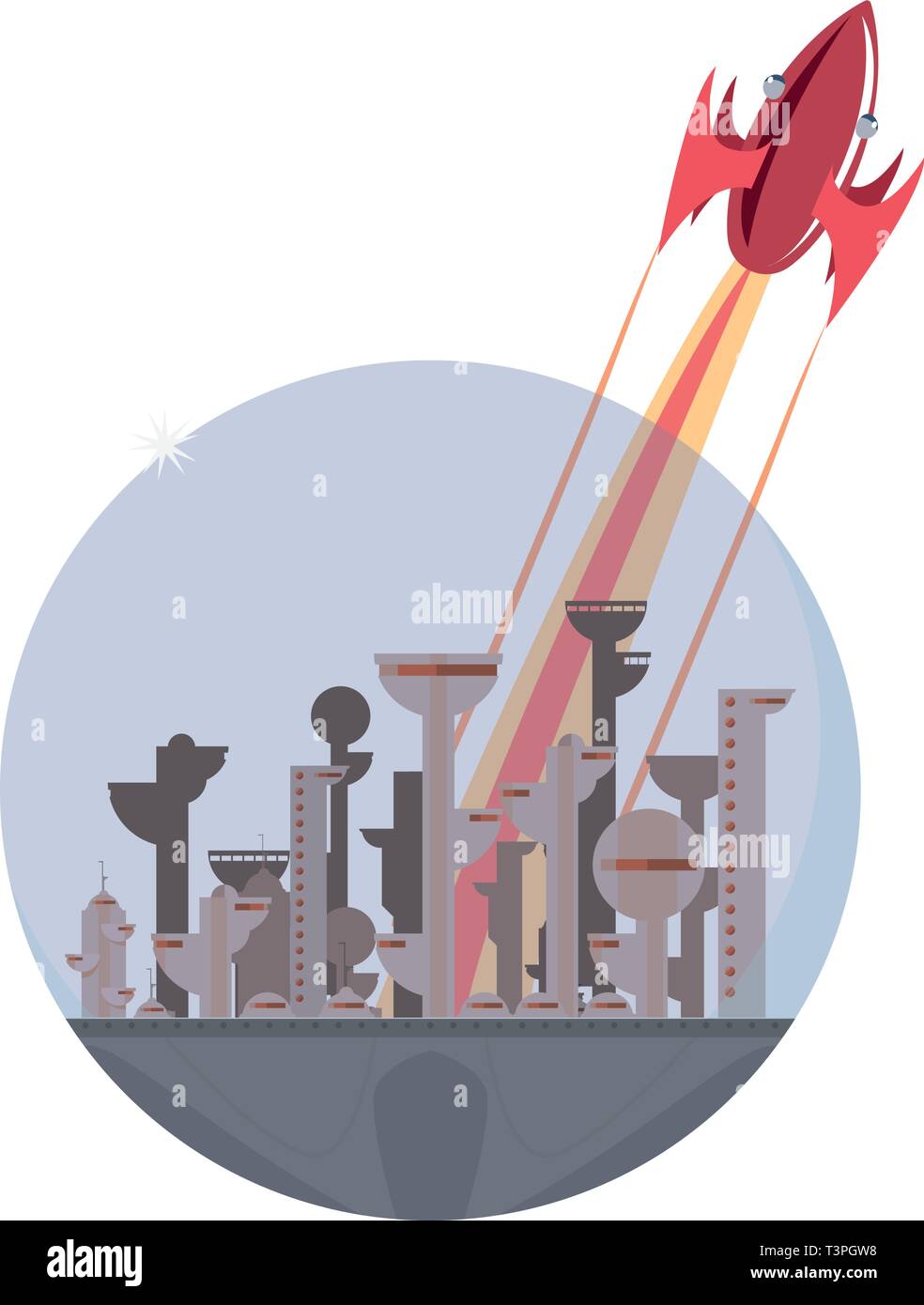 launching rocket city future space vector illustration design Stock ...