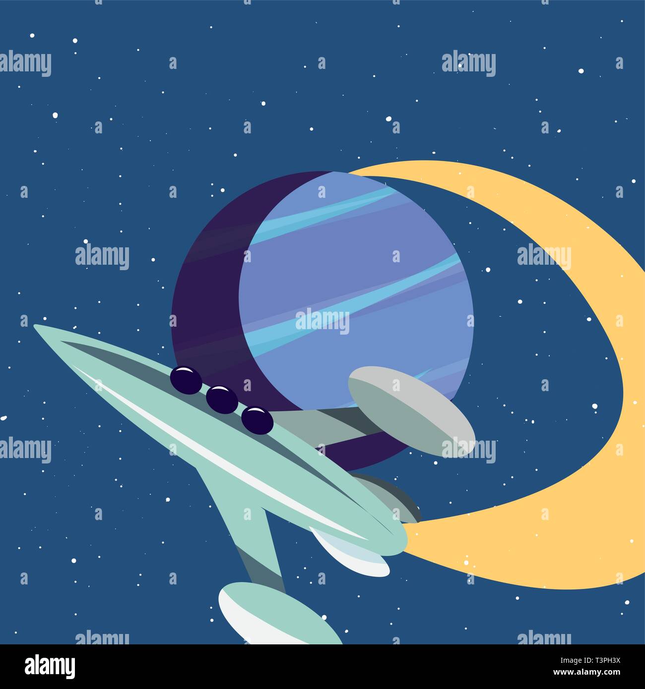 rocket planet space mission explore vector illustration design Stock ...