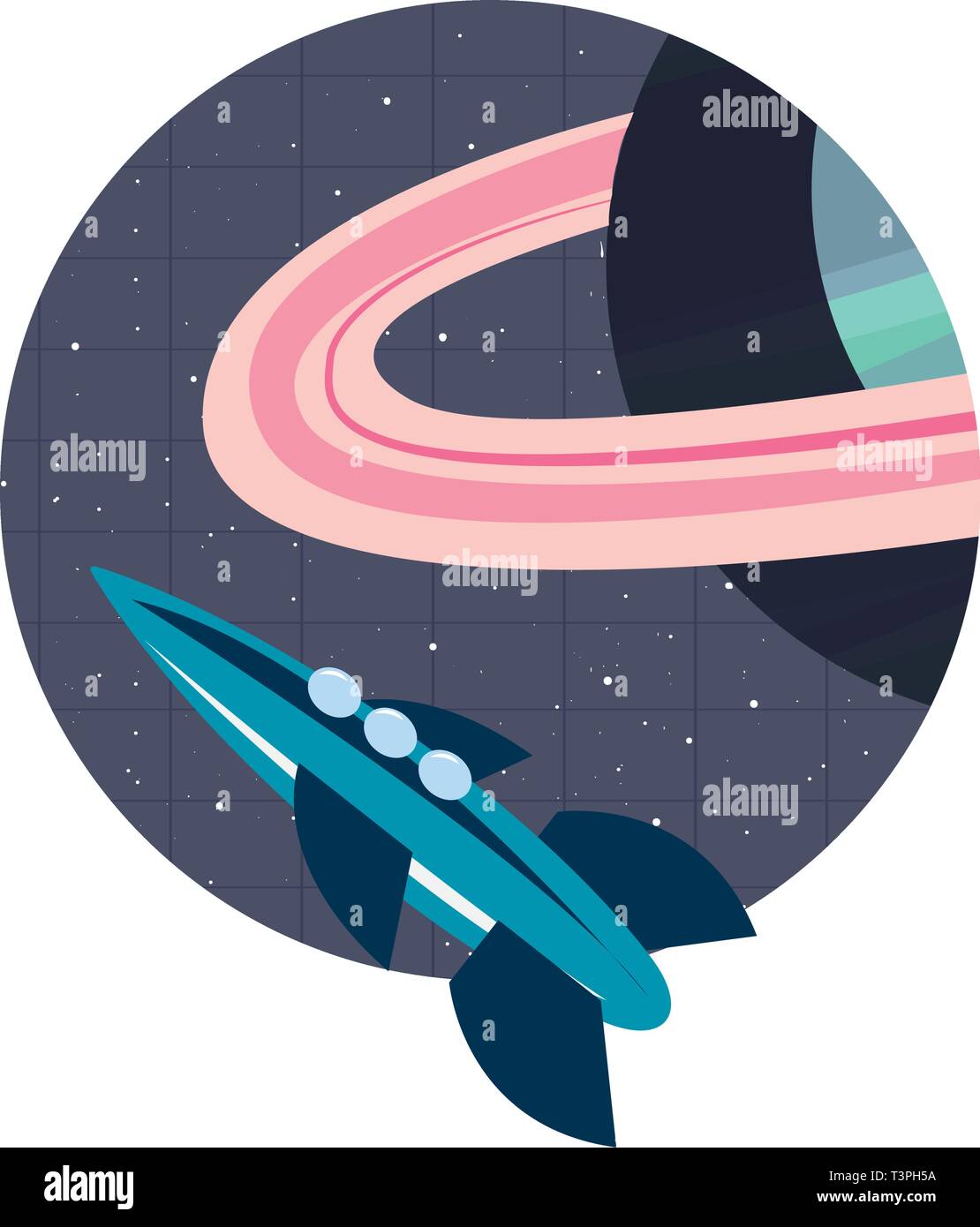 rocket planet space mission explore vector illustration Stock Vector ...