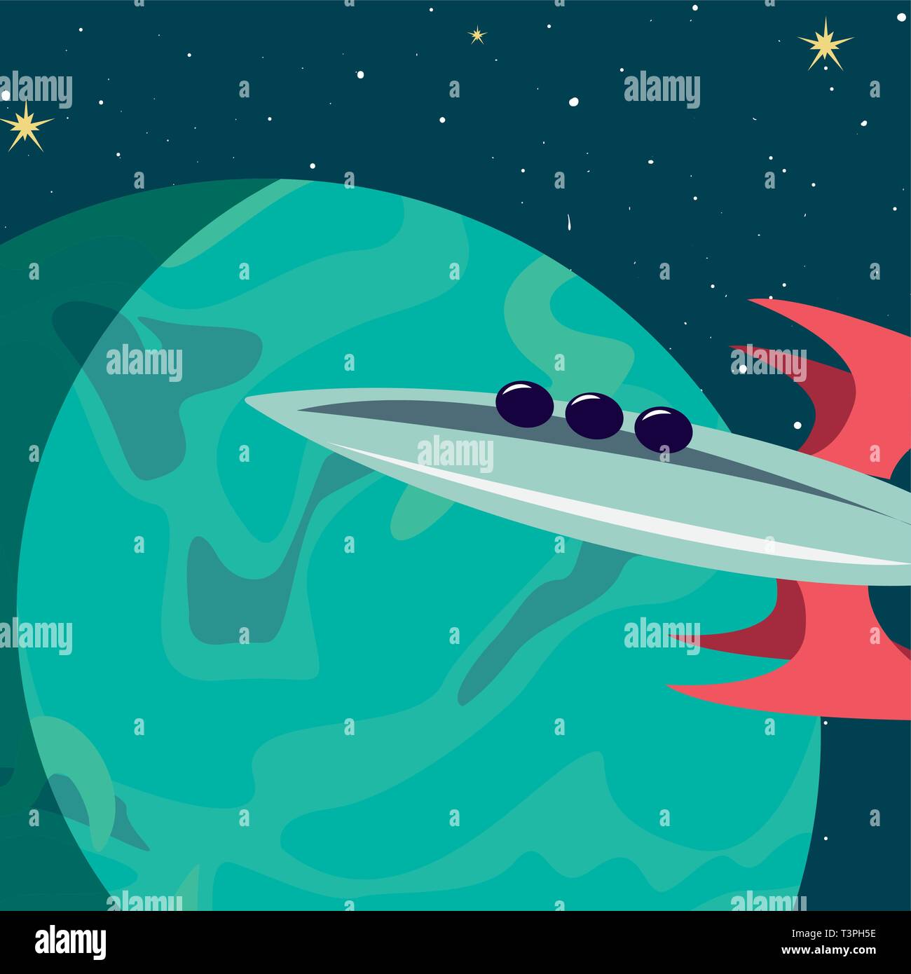 rocket spaceship planet explore galaxy vector illustration Stock Vector ...