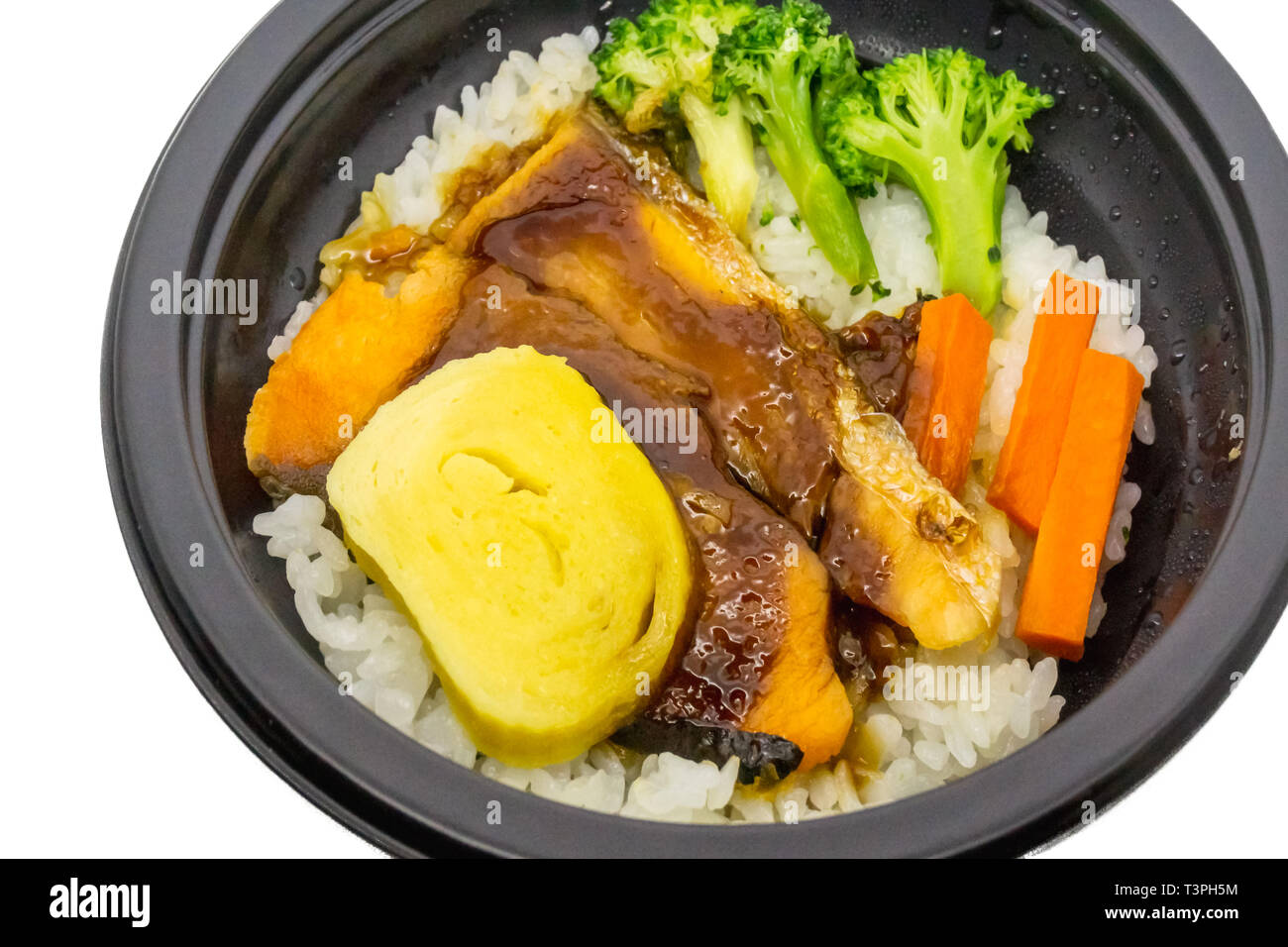 Grilled salmon rice with soy sauce Stock Photo - Alamy