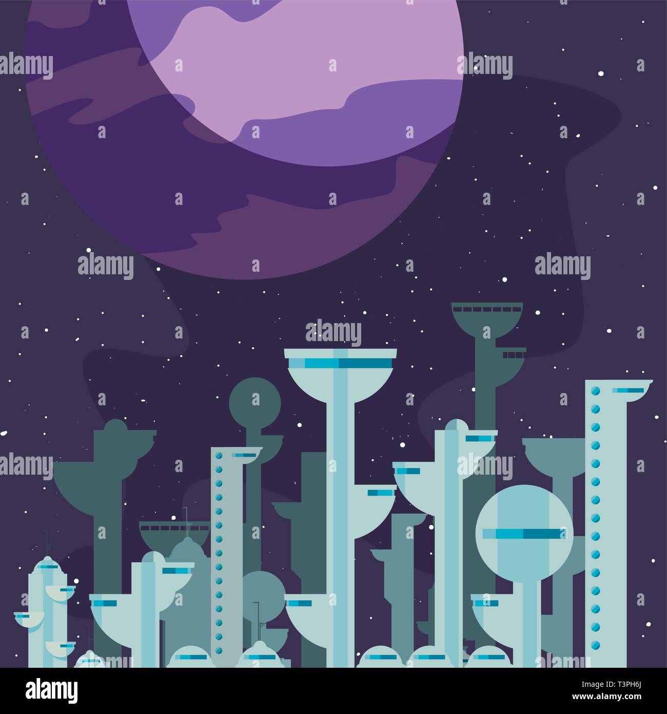 future buildings architecture planet city space vector illustration ...