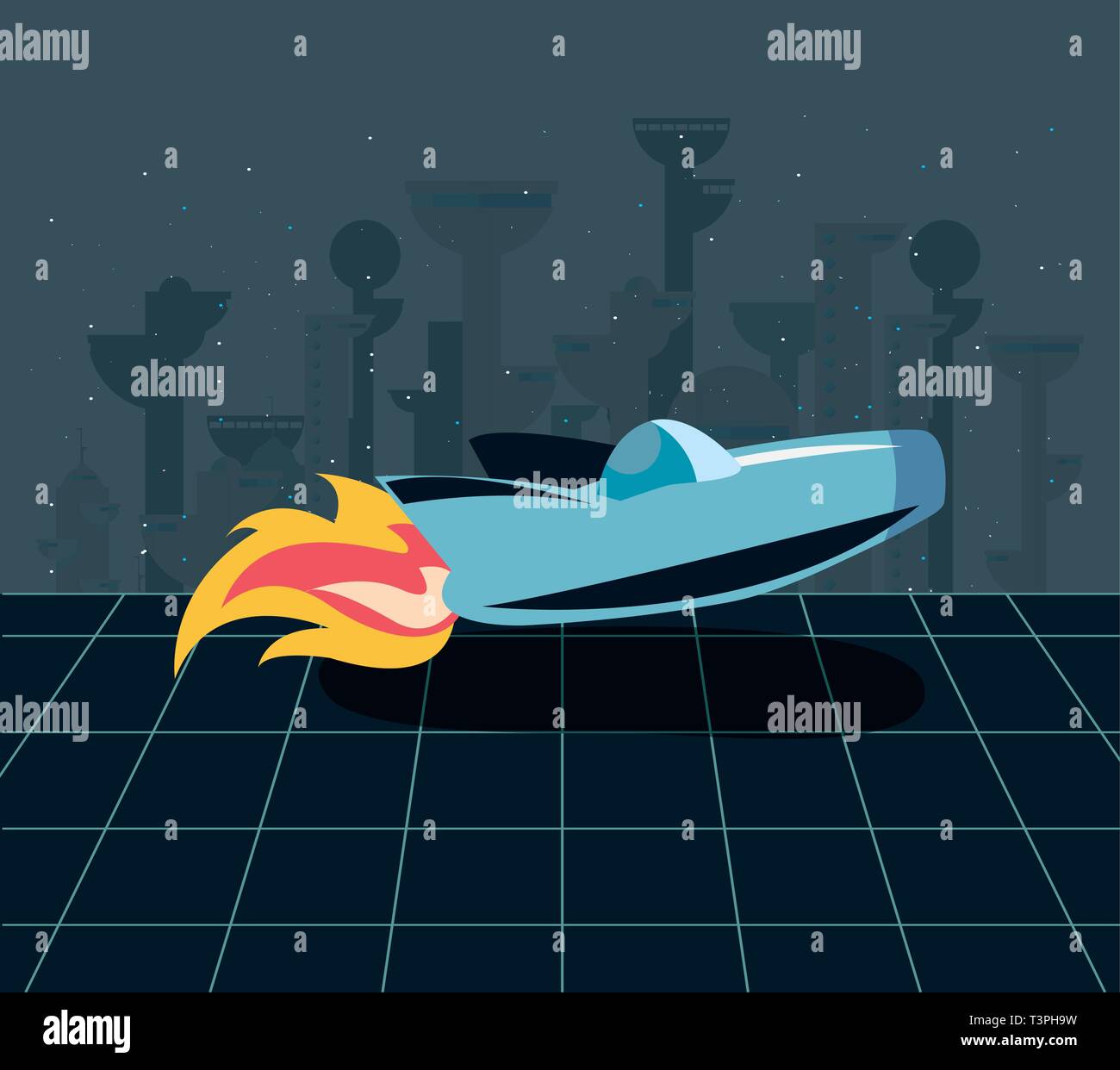 rocket flying futuristic space exploration vector illustration Stock ...