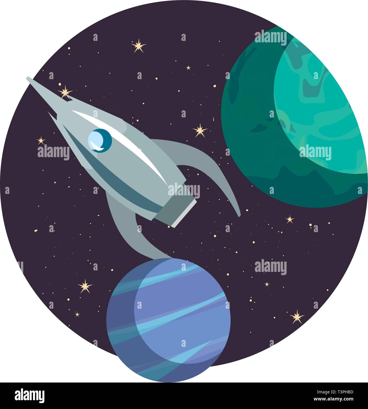 rocket spaceship cosmos planets vector illustration design Stock Vector ...