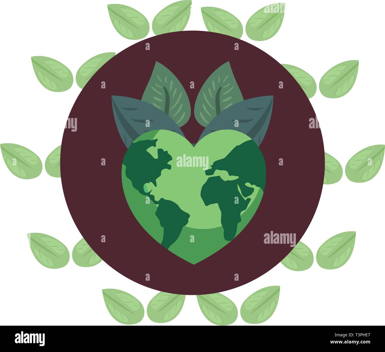 world shaped heart green happy earth day vector illustration Stock ...