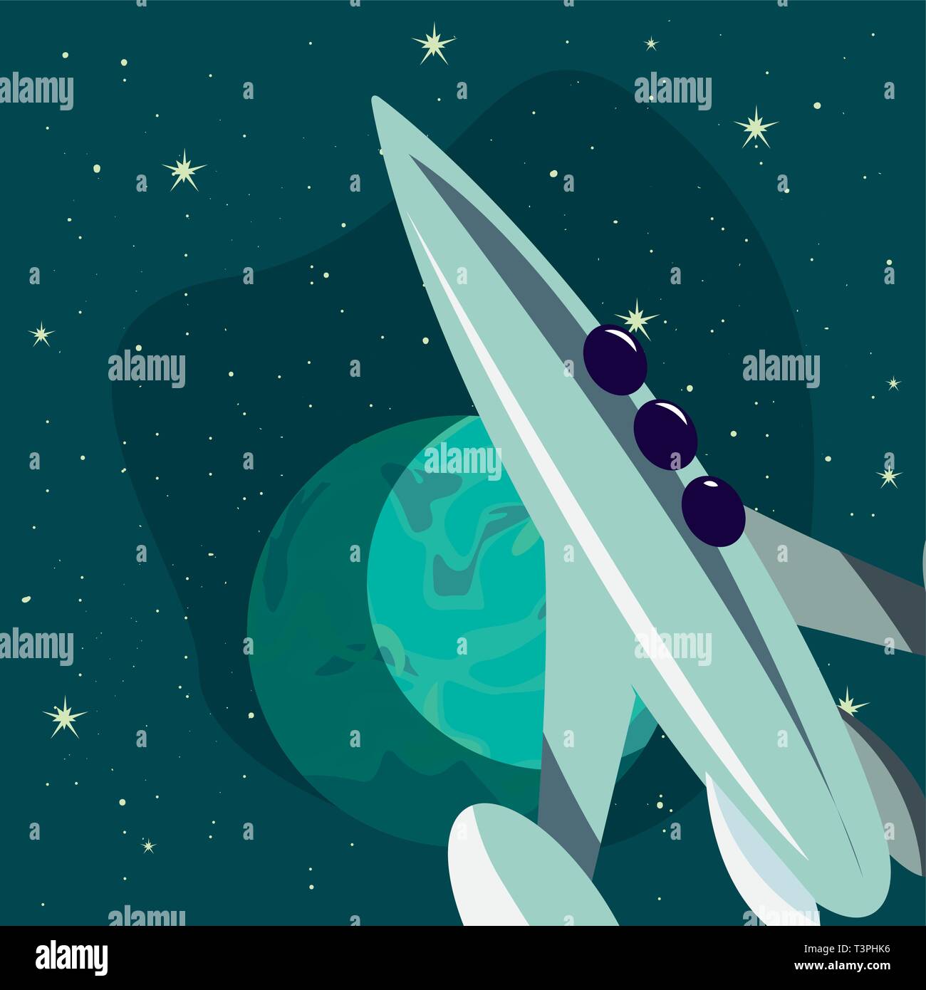 rocket spaceship planet explore galaxy vector illustration Stock Vector ...