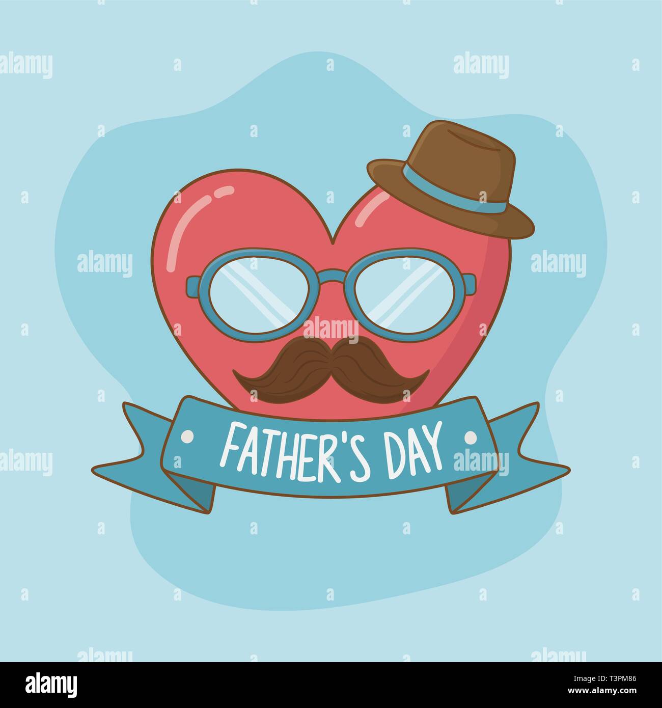 happy fathers day card with mustache and glasses vector illustration ...