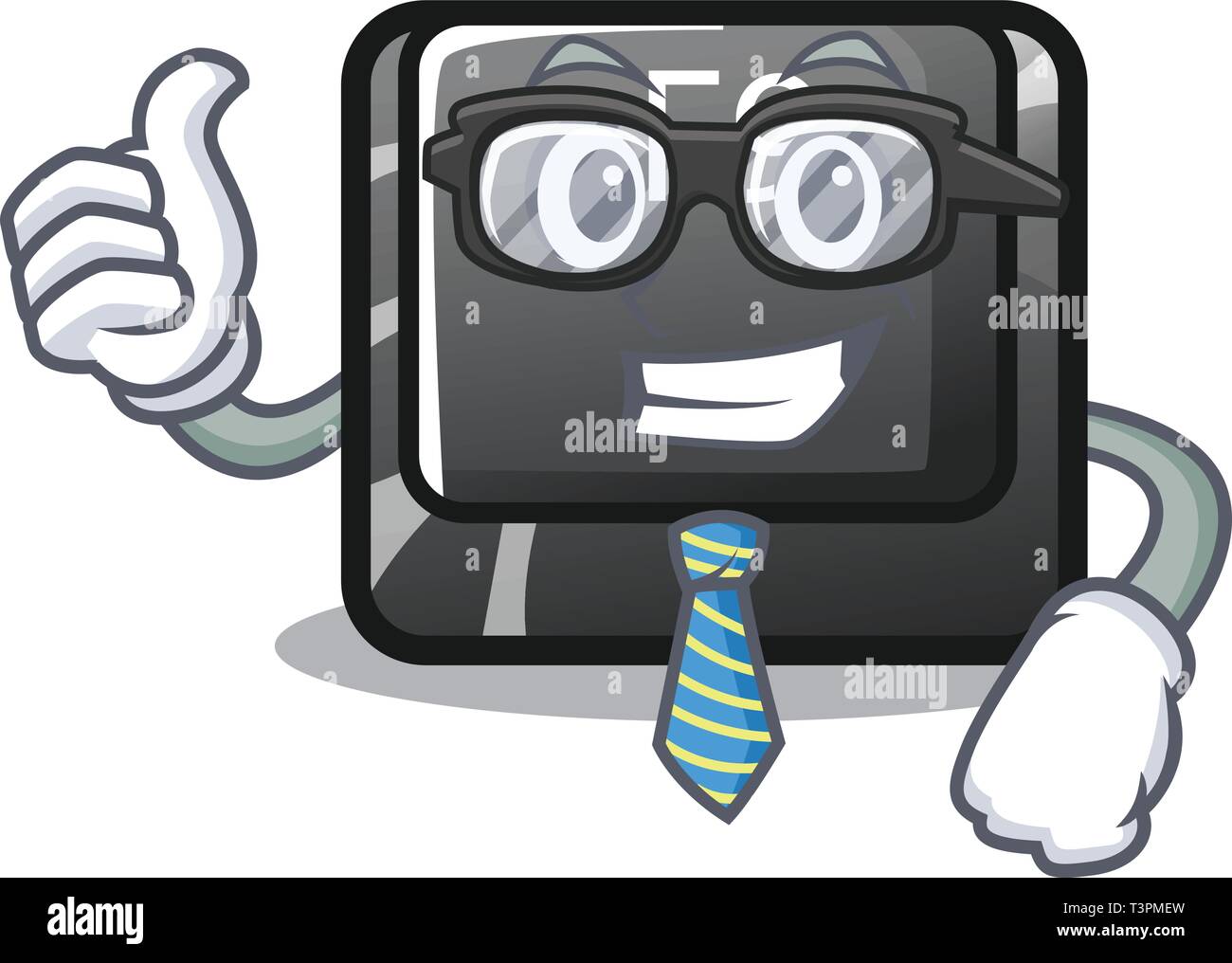 Businessman F9 button installed on cartoon keyboard Stock Vector