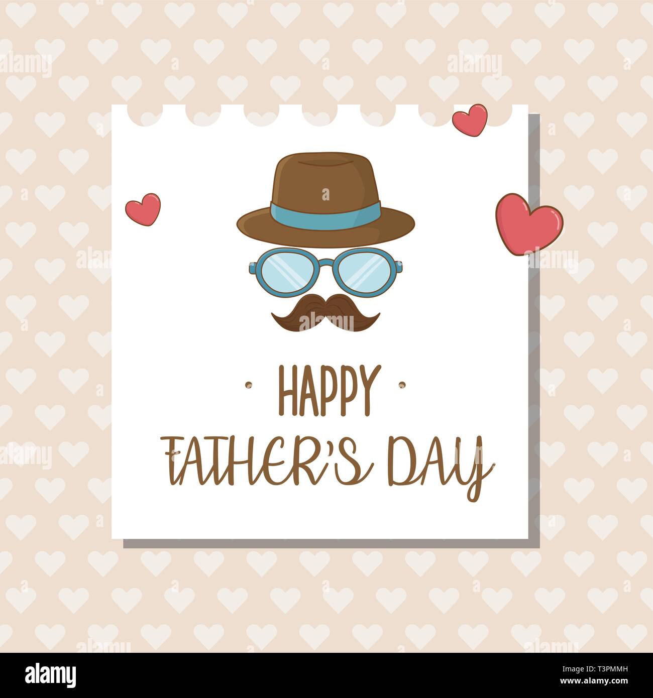 happy fathers day card with mustache and glasses vector illustration ...