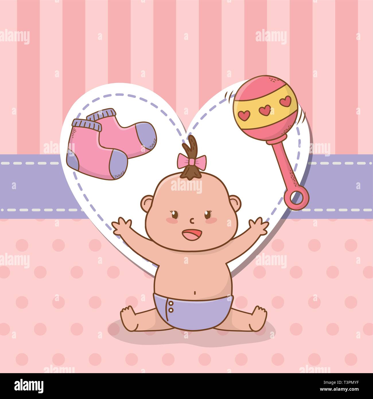 baby shower card with little girl baby vector illustration design Stock ...