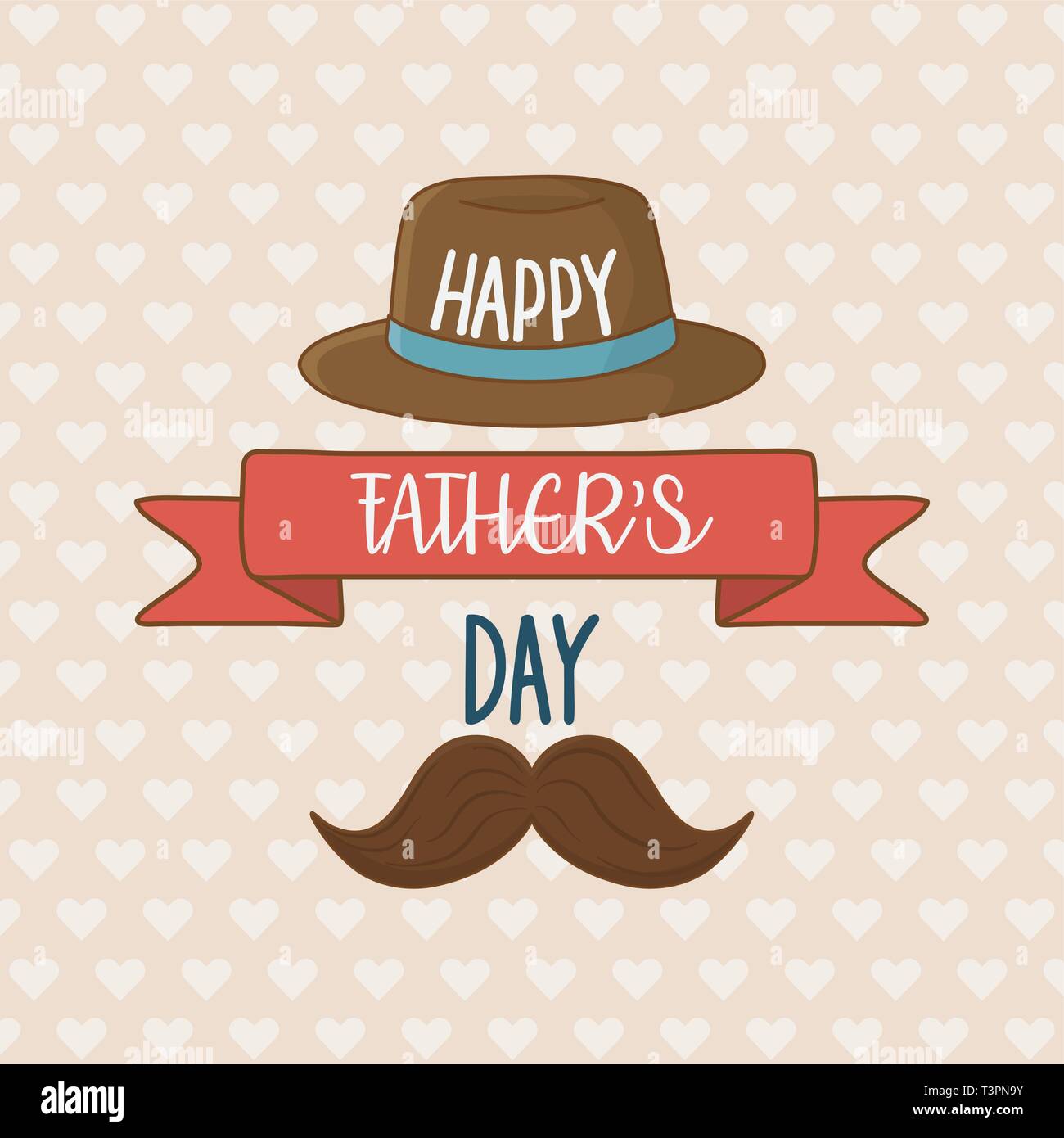 happy fathers day card with mustache vector illustration design Stock ...